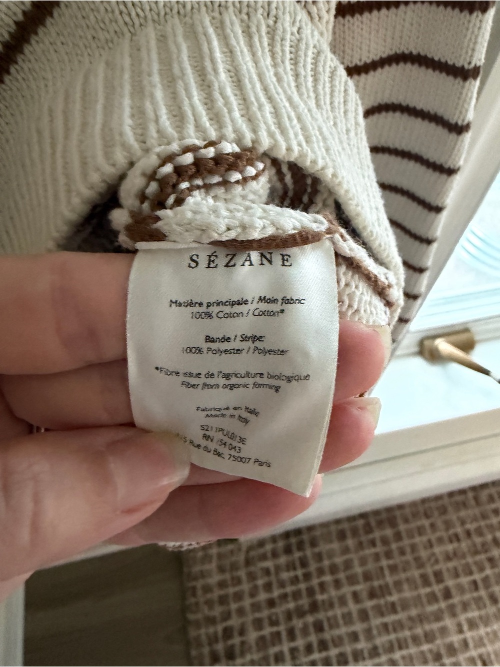 Sezane sweater with cream and tan stripes (READ DESCRIPTION) - Picture 4 of 5